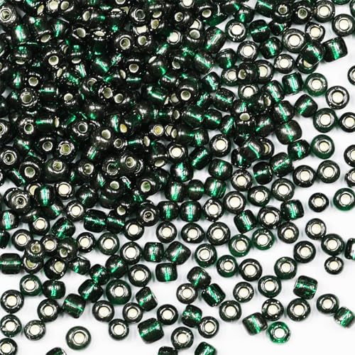Rocailles-Perlen, 110 g, ca. 1600 Stück, 4 mm, 6/0, dunkelgrüne Glasperlen für die Herstellung von Ohrringen, Armbändern, Anhängern, Taillenschmuck, selbstgemachten Rocailles-Perlen (dunkelgrüner Rocailles-Perlen, 110 g, ca. 1600 Stück, 4 mm, 6/0, dunkelgrüne Glasperlen für die Herstellung von Ohrringen, Armbändern, Anhängern, Taillenschmuck, selbstgemachten Rocailles-Perlen (dunkelgrüner von VOOMOLOVE