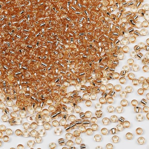 Rocailles-Perlen, 110 g, ca. 3500 Stück, 3 mm, 8/0, Champagnerglas-Bastelperlen für die Herstellung von Ohrringen, Armbändern, Anhängern, Taillenschmuck, selbstgemachte Rocailles-Perlen von VOOMOLOVE