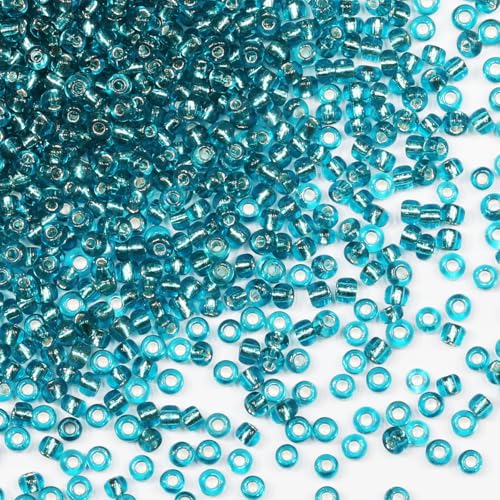 Rocailles-Perlen, 110 g, ca. 3500 Stück, 3 mm, 8/0, blau-grüne Glasperlen für die Herstellung von Ohrringen, Armbändern, Anhängern, Taillenschmuck, selbstgemachten Rocailles-Perlen (blau-grüner Rocailles-Perlen, 110 g, ca. 3500 Stück, 3 mm, 8/0, blau-grüne Glasperlen für die Herstellung von Ohrringen, Armbändern, Anhängern, Taillenschmuck, selbstgemachten Rocailles-Perlen (blau-grüner von VOOMOLOVE