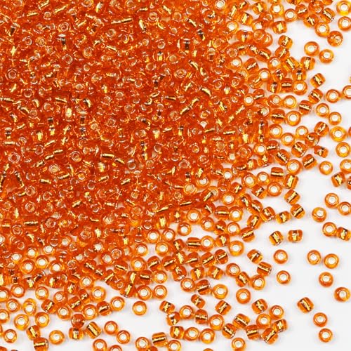 Rocailles-Perlen, 110 g, ca. 3500 Stück, 3 mm, 8/0, orangefarbene Glasperlen zur Herstellung von Ohrringen, Armbändern, Anhängern, Taillenschmuck, selbstgemachten Rocailles-Perlen (orangefarbener Rocailles-Perlen, 110 g, ca. 3500 Stück, 3 mm, 8/0, orangefarbene Glasperlen zur Herstellung von Ohrringen, Armbändern, Anhängern, Taillenschmuck, selbstgemachten Rocailles-Perlen (orangefarbener von VOOMOLOVE