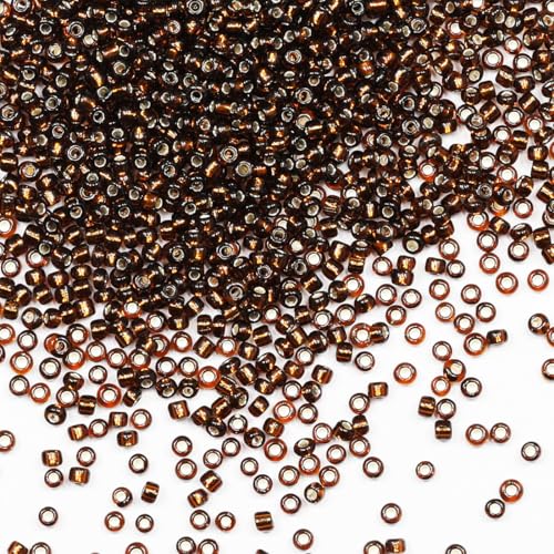 Rocailles-Perlen, 110 g, ca. 9800 Stück, 2 mm, 12/0, braune Glasperlen für die Herstellung von Ohrringen, Armbändern, Anhängern, Taillenschmuck, selbstgemachten Rocailles-Perlen (brauner Silberkern) Rocailles-Perlen, 110 g, ca. 9800 Stück, 2 mm, 12/0, braune Glasperlen für die Herstellung von Ohrringen, Armbändern, Anhängern, Taillenschmuck, selbstgemachten Rocailles-Perlen (brauner Silberkern) von VOOMOLOVE