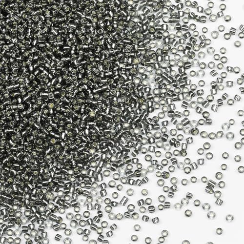 Rocailles-Perlen, 110 g, ca. 9800 Stück, 2 mm, 12/0, graue Glasperlen für die Herstellung von Ohrringen, Armbändern, Anhängern, Taillenschmuck, selbstgemachten Rocailles-Perlen (grauer Silberkern) Rocailles-Perlen, 110 g, ca. 9800 Stück, 2 mm, 12/0, graue Glasperlen für die Herstellung von Ohrringen, Armbändern, Anhängern, Taillenschmuck, selbstgemachten Rocailles-Perlen (grauer Silberkern) von VOOMOLOVE