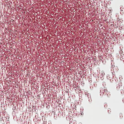 Rocailles-Perlen, 110 g, ca. 9800 Stück, 2 mm, 12/0, rosa Glas-Bastelperlen für die Herstellung von Ohrringen, Armbändern, Anhängern, Taillenschmuck, selbstgemachte Rocailles-Perlen (rosa Silberkern) Rocailles-Perlen, 110 g, ca. 9800 Stück, 2 mm, 12/0, rosa Glas-Bastelperlen für die Herstellung von Ohrringen, Armbändern, Anhängern, Taillenschmuck, selbstgemachte Rocailles-Perlen (rosa Silberkern) von VOOMOLOVE