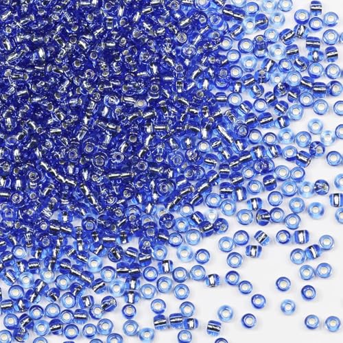 Rocailles-Perlen, blau, 200 g, ca. 6500 Stück, 3 mm, 8/0, grüner Silberkern, Glasperlen für die Herstellung von Ohrringen, Armbändern, Anhängern, Taillenschmuck, DIY handgefertigte Rocailles-Perlen Rocailles-Perlen, blau, 200 g, ca. 6500 Stück, 3 mm, 8/0, grüner Silberkern, Glasperlen für die Herstellung von Ohrringen, Armbändern, Anhängern, Taillenschmuck, DIY handgefertigte Rocailles-Perlen von VOOMOLOVE
