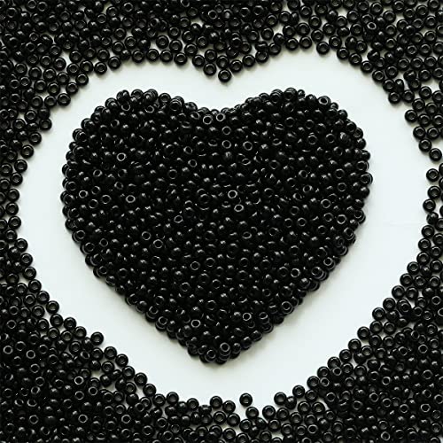 Schwarze Samenkugeln, 110 Gramm, ungefähr 4000 Stück, 3mm 8/0 Glas-Kunstperlen für die Herstellung von Ohrringen, Armbändern, Anhängern, Taillenschmuck, DIY handgemachte Samenkugeln (Schwarz). von VOOMOLOVE