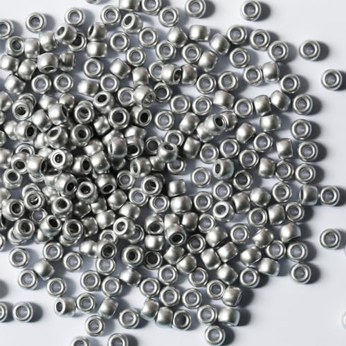 VOOMOLOVE 1000 Stück silberfarbene 6 x 9 mm Pony-Perlen, Armbandperlen, Perlen für Haarzöpfe, Perlen zum Basteln, Kunststoffperlen, Haarperlen für Zöpfe, 6 x 9 mm (Silber-1000) von VOOMOLOVE