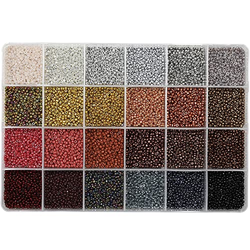 VOOMOLOVE 12/0 Glas-Rocailles, ca. 15600 Stück, 24 Farben, 2 mm, lose Rocailles-Set, Armbandherstellung, Perlen mit 24 Fächern, Kunststoff-Aufbewahrungsbox für Schmuckherstellung VOOMOLOVE 12/0 Glas-Rocailles, ca. 15600 Stück, 24 Farben, 2 mm, lose Rocailles-Set, Armbandherstellung, Perlen mit 24 Fächern, Kunststoff-Aufbewahrungsbox für Schmuckherstellung von VOOMOLOVE
