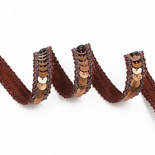 VOOMOLOVE Paillettenband, 9,1 m Länge, 12 mm Breite, Braun, zum Nähen, Basteln, Kostüm, Heimdekoration von VOOMOLOVE