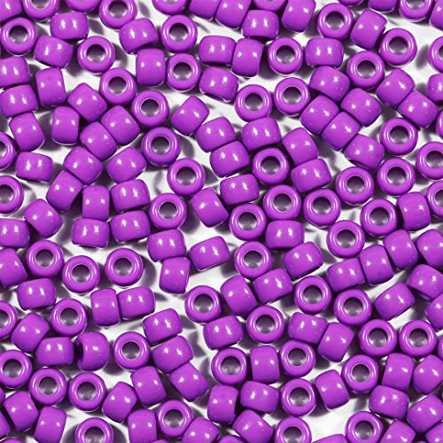 VOOMOLOVE Pony-Perlen, Armbandperlen, Perlen für Haarzöpfe, Perlen zum Basteln, Kunststoffperlen, Haarperlen für Zöpfe, 6 x 9 mm, Violett, 1000 Stück (lila) von VOOMOLOVE