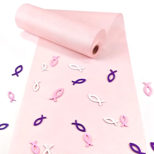 VOPIWOZ 30cm x 10m dekoratives Tischband, Vlies Tischläufer Rosa, Tischläufer Frühling, Enthält 45 Holzfische Kommunion Deko, Taufe Deko Junge und Mädchen, Tischläufer Moderne für Konfirmation Deko VOPIWOZ 30cm x 10m dekoratives Tischband, Vlies Tischläufer Rosa, Tischläufer Frühling, Enthält 45 Holzfische Kommunion Deko, Taufe Deko Junge und Mädchen, Tischläufer Moderne für Konfirmation Deko von VOPIWOZ