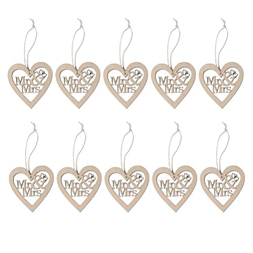 10 Stück Deko-Herz Anhänger Holz Mr Mrs Hochzeit Dekoration Deko-Hänger mit Schnur 10 Stück Deko-Herz Anhänger Holz Mr Mrs Hochzeit Dekoration Deko-Hänger mit Schnur von VORCOOL