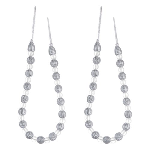 VORCOOL 2 Pcs Vorhang Raffhalter Acryl Perle Gardinen gebunden Schnalle Fenster Vorhang Dekoration (Silber und Weiß) von VORCOOL