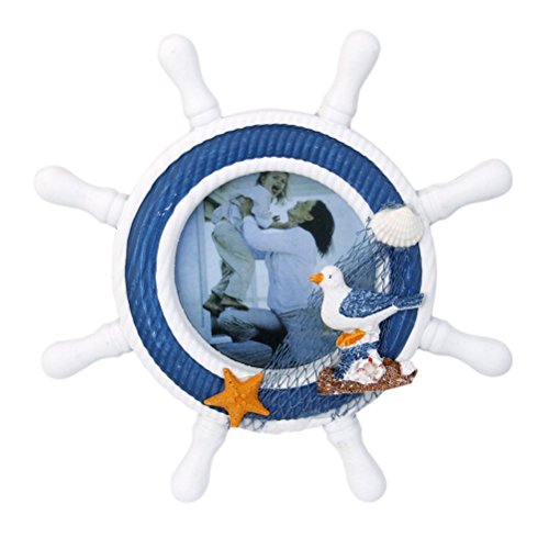 VORCOOL Bilderrahmen Holz Steuerrad mit Fischernetz Seestern Seevogel Maritime Deko Rund VORCOOL Bilderrahmen Holz Steuerrad mit Fischernetz Seestern Seevogel Maritime Deko Rund von VORCOOL