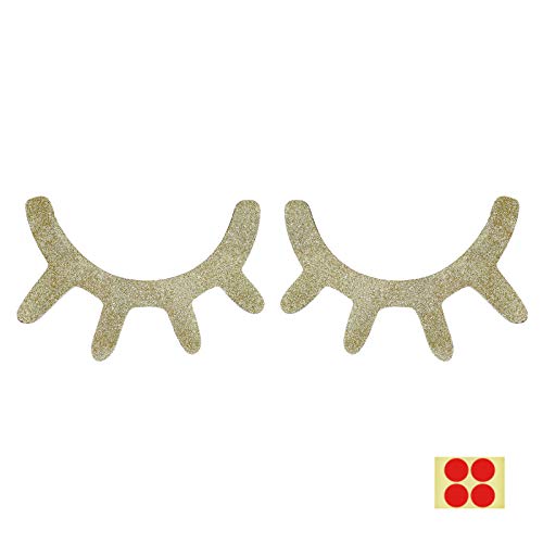 VORCOOL Sleepy Eyes Wimpern aus Holz, Wandtattoo, für Kinder, Schlafzimmer, Hintergrund, 1 Paar (Glitter Gold) von VORCOOL
