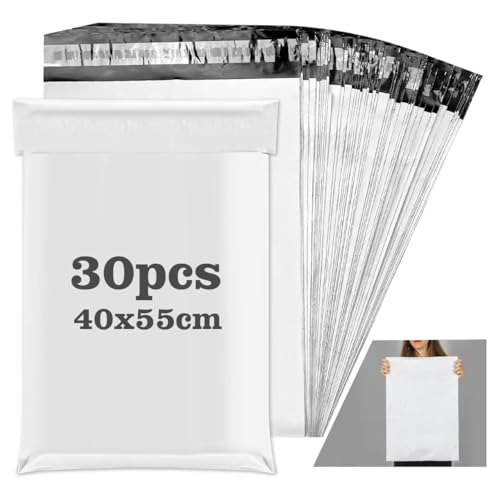 30 Stück Plastik Versandbeutel, 40×55cm Wasserdichte Versandtaschen Warensendung, Versandtüten Für Kleidung mit Selbstklebeband, Grau Blickdicht, Geeignet für Warenverpackung, Logistischen Versand von VORHOT