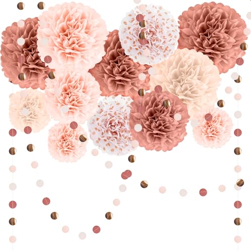 VORHOT Pompons Deko Hochzeit, 15 Stück Pompom Girlande Champagner mit 3m Girlande, Seidenpapier Pompons Deko, Deko Hochzeit Vintage Oompons für Hochzeit, Geburtstag, Vintage-Partys VORHOT Pompons Deko Hochzeit, 15 Stück Pompom Girlande Champagner mit 3m Girlande, Seidenpapier Pompons Deko, Deko Hochzeit Vintage Oompons für Hochzeit, Geburtstag, Vintage-Partys von VORHOT