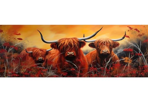 Hochland-Kuh Diamond Painting Erwachsene Groß xxl 90x30cm, DIY Malen Nach Zahlen Erwachsene, 5D Diamant Painting Bilder Kinder, Diamond Painting Cross Stickerei Craft, für Wand Deko Aesthetic, 187M von VORSAK