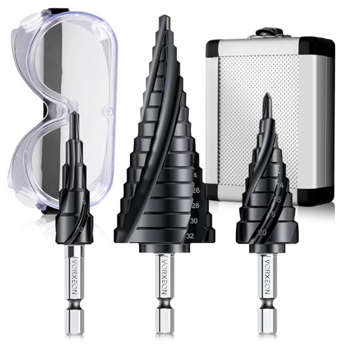 VORXEON 3 Stück Stufenbohrer aus HSS Stahl M35 Kegelbohrer Schälbohrer 4-12mm 4-20mm 4-32mm Konusbohrer für Edelstahl Metall Holz Kunststoff Aluminium Kupfer für Bohrmaschinen Akkuschrauber VORXEON 3 Stück Stufenbohrer aus HSS Stahl M35 Kegelbohrer Schälbohrer 4-12mm 4-20mm 4-32mm Konusbohrer für Edelstahl Metall Holz Kunststoff Aluminium Kupfer für Bohrmaschinen Akkuschrauber von VORXEON