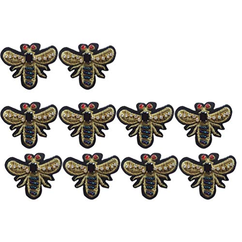 Patch Sticker Golden Biene Perlen Strass DIY Kleidung Patches Aufkleber 10 Stück von VOSAREA