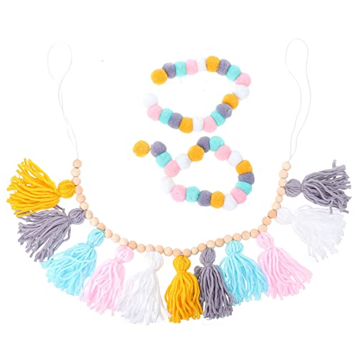 VOSAREA 1 Satz Chic Wanddekor mit Holzperlen Quasten und Pom Poms Stilvolles Hängendes für Einladende Ihrem Zuhause VOSAREA 1 Satz Chic Wanddekor mit Holzperlen Quasten und Pom Poms Stilvolles Hängendes für Einladende Ihrem Zuhause von VOSAREA