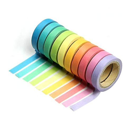 VOSAREA 10 Rollen Washi Tape Set, Regenbogen Masking Tape Dekoratives Washitape Klebeband Bunt Farbiges Kreppklebeband für Scrapbooking Journals Kunstproject, 5m x 7,5mm/Rollen VOSAREA 10 Rollen Washi Tape Set, Regenbogen Masking Tape Dekoratives Washitape Klebeband Bunt Farbiges Kreppklebeband für Scrapbooking Journals Kunstproject, 5m x 7,5mm/Rollen von VOSAREA