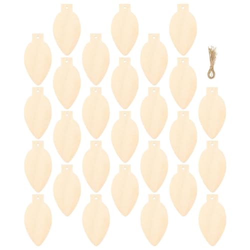 VOSAREA 100 Stück Holz-Weihnachtsglühbirnen, Ornamente, Holz, unlackierte Ausschnitte, Holzscheiben, Ornamente, blanko, Holzscheiben mit Seilen, für Weihnachten, Urlaub, Party, Basteln, Dekoration von VOSAREA
