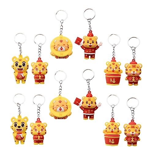VOSAREA 12 Stück Tiger Schlüsselanhänger Netter Schlüsselring Tiger-Anhänger Taschenanhänger in Tigerform Tiger Dekorationen hängende Anhänger Ornamente PVC-Weichkleber von VOSAREA