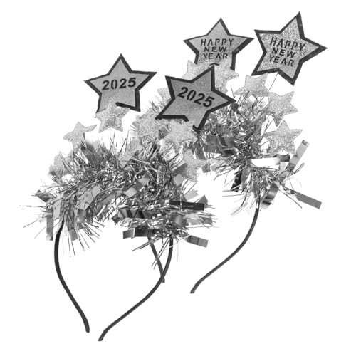 VOSAREA 2 Stück Neujahr Haarreif mit Sternen Design Silvester Kopfschmuck für Partys Happy Year Themed Haarschmuck Bequem und Langlebig von VOSAREA