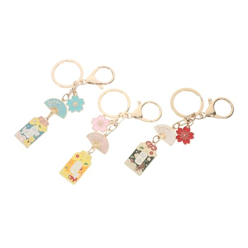 VOSAREA 3 Stück Japanischer Kirschblüten-schlüsselanhänger, Niedlicher Blumenfächer-anhänger, Schlüsselanhänger Für Taschen, Rucksäcke Und Geldbörsen, Dekorative Schlüsselanhänger von VOSAREA