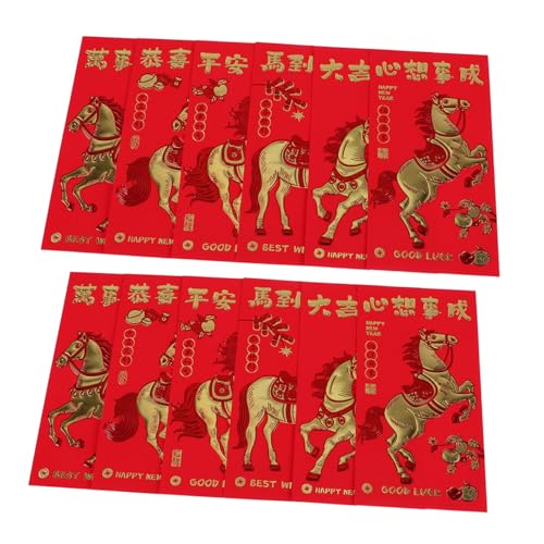 VOSAREA 30 Stück Rote Umschläge Hongbao mit Geprägtem Foliendesign Jahr Des Pferdes Langlebige Geldumschläge für Chinesisches Frühlingsfest Hochzeit Geburtstag und Neujahrsfeier von VOSAREA