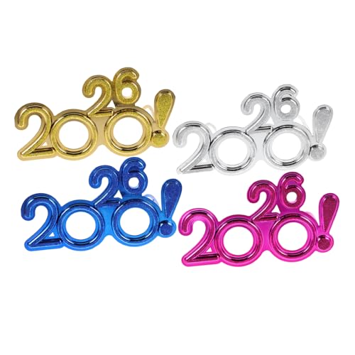 VOSAREA 4 Stück Teiliges Partybrille Kunststoff in Gold Silber Blau Leichtes Auffälliges Neujahrs Accessoire für Silvester Karneval Foto Requisiten Vielseitig Einsetzbar von VOSAREA