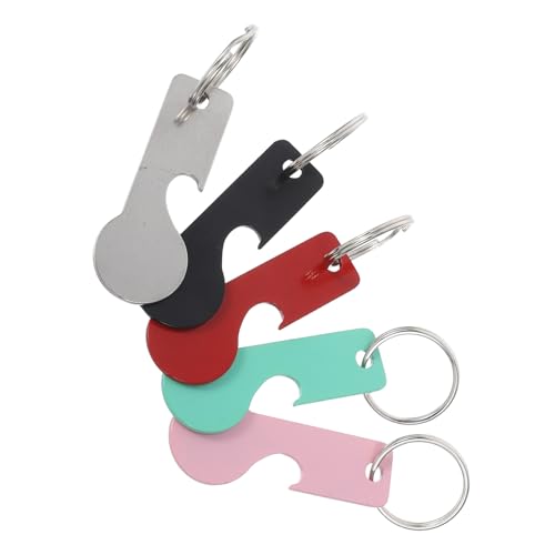 VOSAREA 5 Pcs Einkaufswagen -münzschlüsselketten -edelstahl -trolley -token Für Supermarkt- Und Lebensmittelverwaltung Einkaufswagen Keyring Metall Trolley Token -schlüsselbund von VOSAREA