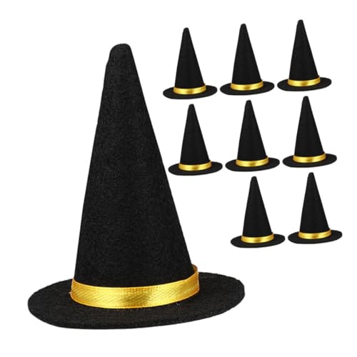 VOSAREA 9 Stück Teiliges Halloween Mini Hexenhut Kleine Schwarze Filzhüte als Flaschen und Partydekoration Leichte Diy Bastelaccessoires für Halloween Party Kinderfreundlich und von VOSAREA