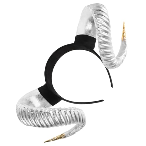 VOSAREA Devil Horns Haarreif Halloween Cosplay Kostüm Accessoire Damen mit Silbernem Einzelhorn und Goldener Verzierung Leichtes Flexibles Kopfstück für Party und Maskerade VOSAREA Devil Horns Haarreif Halloween Cosplay Kostüm Accessoire Damen mit Silbernem Einzelhorn und Goldener Verzierung Leichtes Flexibles Kopfstück für Party und Maskerade von VOSAREA