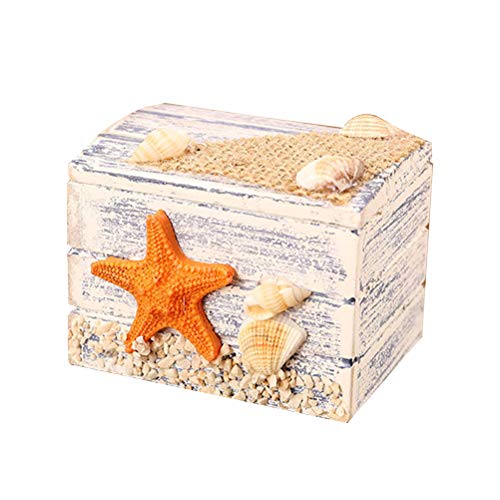 VOSAREA Schatztruhe Holz Klein Holzbox Schatztruhe Deko Vintage Mediterrane Stil Schatztruhe Aufbewahrungsbox Kinder Schmuckschatulle für Hochzeit Schmuck, 7x5.5 cm von VOSAREA
