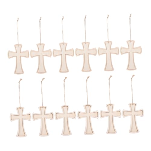 VOSAREA Holzkreuz Anhänger Für Weihnachtsbäume - Unlackierte Holzornamente Zum Basteln - Perfekte Religiöse Dekoration in Großpackung Für Kreative Projekte Und Festliche Anlässe von VOSAREA