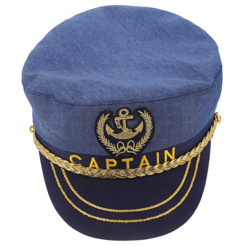 VOSAREA Kapitänsmütze Partyhut für Erwachsene Verstellbar Weicher Strapazierfähiger Yacht Captain Hut für Kostüme Halloween Karneval Cosplay Zubehör von VOSAREA