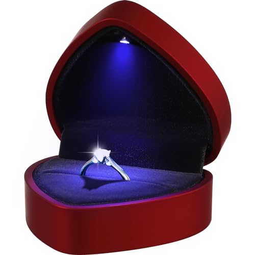 LED Ring Box Herzform Ring Schachtel Schmuckschatullen Geschenkbox für Hochzeit Verlobungsring Valentinstag von VOSAREA