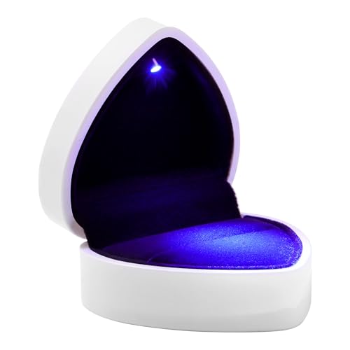 VOSAREA LED Ring Box Herzform Samt Ring Schachtel Ehering Box Schmuckschatullen Geschenkbox für Hochzeit Verlobungsring Valentinstag (Weiß) von VOSAREA