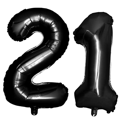 VOSAREA Schwarze Zahlenballons Für Jubiläumsfeiern Jumbo Folienballons Für Geburtstags Und Jubiläumsdekorationen 21 Jahre Feierdekoration von VOSAREA