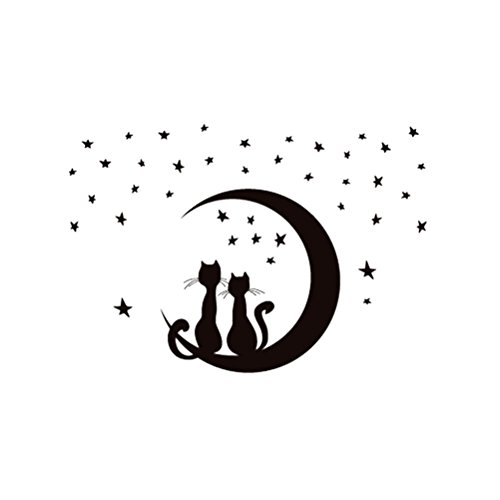 VOSAREA Wand- -Aufkleber entfernbare Wandtattoo Katzen sitzen auf dem Mond für Raumdekoration VOSAREA Wand- -Aufkleber entfernbare Wandtattoo Katzen sitzen auf dem Mond für Raumdekoration von VOSAREA