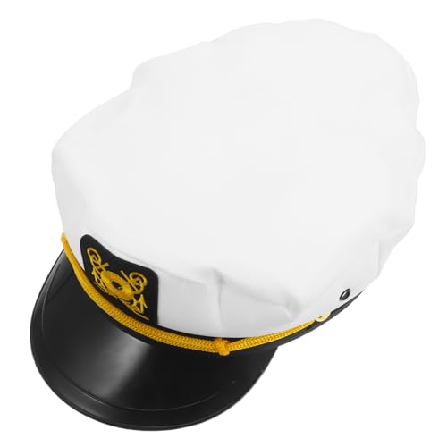 VOSAREA Weißer Matrosenhut Für Herren Und Damen, Verstellbare Marinekappe Für Yachtpartys, Halloween-kostüme, Yacht-matrosenhut, Marinekapitänskappe Für Erwachsene, Marinekostüm von VOSAREA