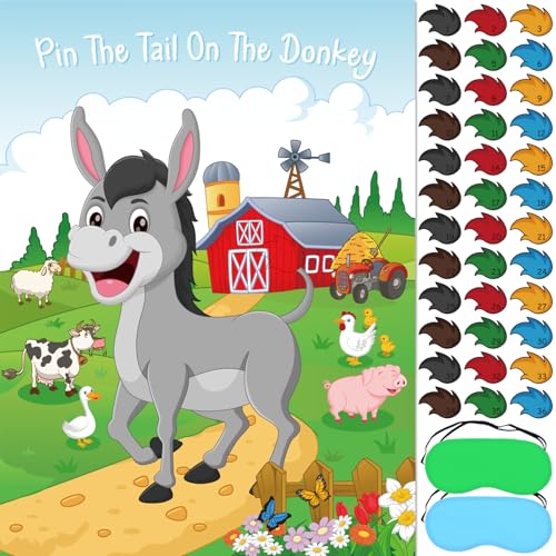 Pin The Tail On The Donkey Partyspiel mit großem Bauernhof Esel Spiele Poster 36 Stück Schwänze für Geburtstagsparty Bauernhof Party Dekorationen Karneval Party Supplies Pin The Tail On The Donkey Partyspiel mit großem Bauernhof Esel Spiele Poster 36 Stück Schwänze für Geburtstagsparty Bauernhof Party Dekorationen Karneval Party Supplies von VOSINPADA