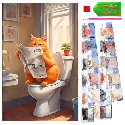 Diamond Painting für Anfänger,Katze liest Zeitung 5D Diamant Painting Kits 30x40 cm,DIY Full Drill Diamant Malerei Set,5D Diamond Painting Kits Full Drill,für Erwachsene,Kinder,Zuhause,Wanddekoration Diamond Painting für Anfänger,Katze liest Zeitung 5D Diamant Painting Kits 30x40 cm,DIY Full Drill Diamant Malerei Set,5D Diamond Painting Kits Full Drill,für Erwachsene,Kinder,Zuhause,Wanddekoration von VOSSOT