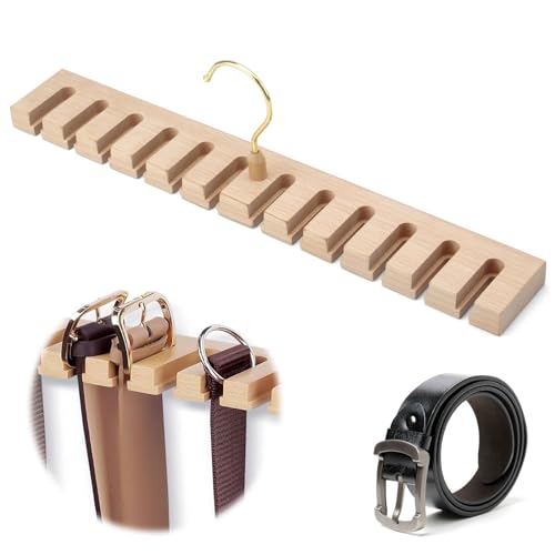 Gürtelaufhänger für Schrank, Holzgürtel-Aufhänger, krawattenhalter, 12 Schlitze, 360 Grad Drehbar Gürtelhalter, Gürtelhalter aus Holz, Kleiderschrank platzsparend, Krawattenhalter, Schals Gürtelaufhänger für Schrank, Holzgürtel-Aufhänger, krawattenhalter, 12 Schlitze, 360 Grad Drehbar Gürtelhalter, Gürtelhalter aus Holz, Kleiderschrank platzsparend, Krawattenhalter, Schals von VOSSOT