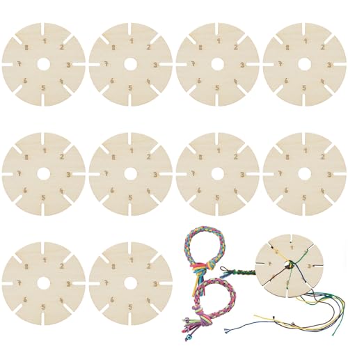 VOSSOT 10 Stück Knüpfstern aus Holz zum Armbänder Knüpfen, Runde Holzscheiben für DIY Bastelset, Handarbeit und kreative Projekte mit Kindern VOSSOT 10 Stück Knüpfstern aus Holz zum Armbänder Knüpfen, Runde Holzscheiben für DIY Bastelset, Handarbeit und kreative Projekte mit Kindern von VOSSOT