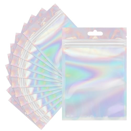 VOSSOT 120 Stück Mylar Bags 10.5 X 15 cm Druckverschlussbeutel Plastikbeutel Wiederverschließbare Holografische Beutel Folienbeutel mit Aufhängeloch für Verpacken Schmuck, Geschenk, Süßigkeiten VOSSOT 120 Stück Mylar Bags 10.5 X 15 cm Druckverschlussbeutel Plastikbeutel Wiederverschließbare Holografische Beutel Folienbeutel mit Aufhängeloch für Verpacken Schmuck, Geschenk, Süßigkeiten von VOSSOT