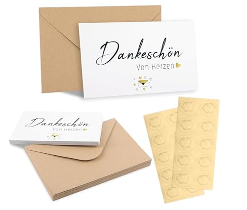 VOSSOT 20 Stück Kleine Dankeskarten mit Kraftpapier Umschlägen und Gold Siegel Aufklebe, 9cm x 5.4cm Mini Dankeschön Karte, Thank You Cards für Geburtstag Hochzeit DIY Dankeskarten Geschenk VOSSOT 20 Stück Kleine Dankeskarten mit Kraftpapier Umschlägen und Gold Siegel Aufklebe, 9cm x 5.4cm Mini Dankeschön Karte, Thank You Cards für Geburtstag Hochzeit DIY Dankeskarten Geschenk von VOSSOT