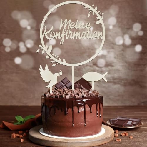VOSSOT 3 Stück Cake Topper Taufe, Kommunion Torten Topper Taufe Holz, Taufe Tortendeko Konfirmation Kuchendeko, Kuchen Deko Taube Fisch Tortendekoration Firmung, Kuchen Topper Taufe für Junge Mädchen VOSSOT 3 Stück Cake Topper Taufe, Kommunion Torten Topper Taufe Holz, Taufe Tortendeko Konfirmation Kuchendeko, Kuchen Deko Taube Fisch Tortendekoration Firmung, Kuchen Topper Taufe für Junge Mädchen von VOSSOT
