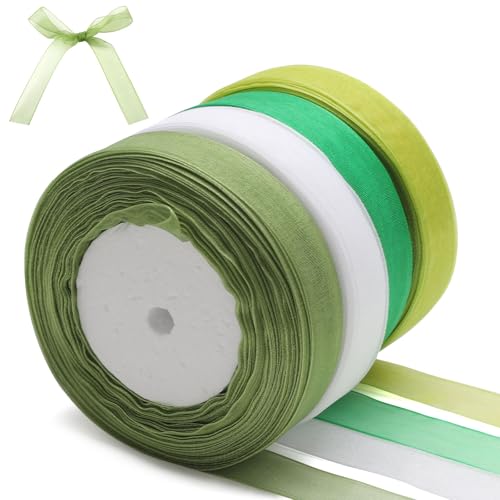 VOSSOT 4 Rollen 45m Organzaband,20mm Geschenkband Hochzeit,Transparentes Organza Bänder,Breit Geschenkband Weiss,Salbei Grün,Aqua Grün,Wald Grün,Organza Schleifenband Dekoband,Chiffo Geschenkband VOSSOT 4 Rollen 45m Organzaband,20mm Geschenkband Hochzeit,Transparentes Organza Bänder,Breit Geschenkband Weiss,Salbei Grün,Aqua Grün,Wald Grün,Organza Schleifenband Dekoband,Chiffo Geschenkband von VOSSOT